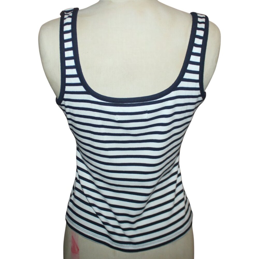 ABERCROMBIE FITCH Button Front Ribbed Tank Sz L Preppy Nautical Ivy League Top - Picture 5 of 7